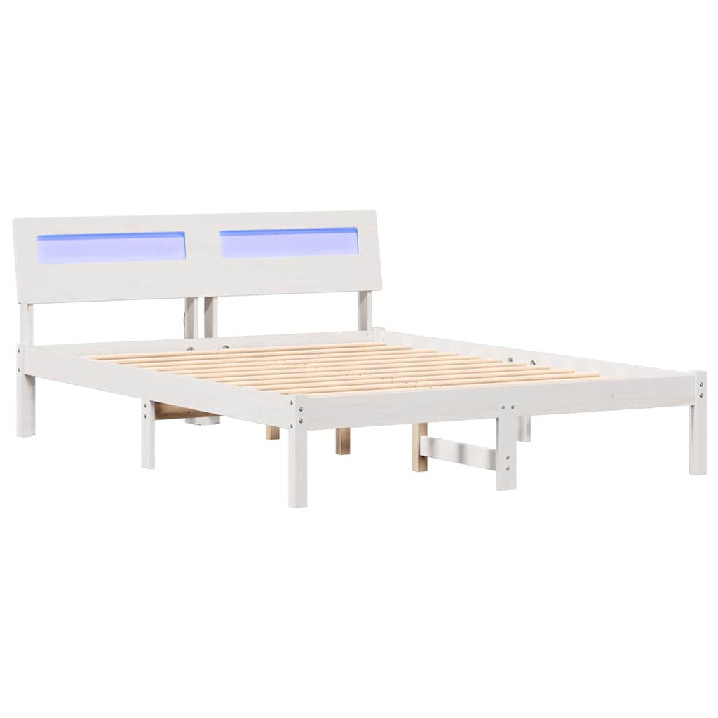 Bed Frame with Headboard White 120 x 190 cm Solid Pine Wood