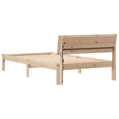 Bed Frame with Headboard Brown 100 x 200 cm Solid Pine Wood