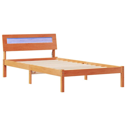 Bed Frame with Headboard Wax Brown 100 x 200 cm Solid Pine Wood