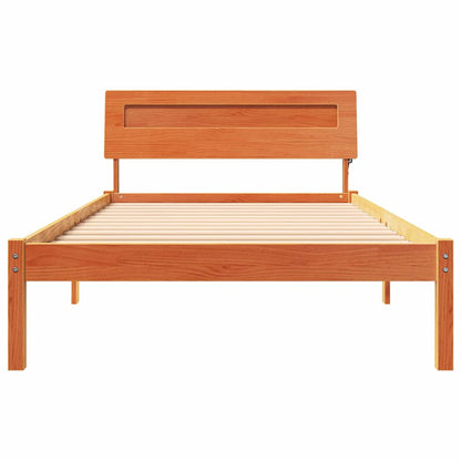Bed Frame with Headboard Wax Brown 100 x 200 cm Solid Pine Wood