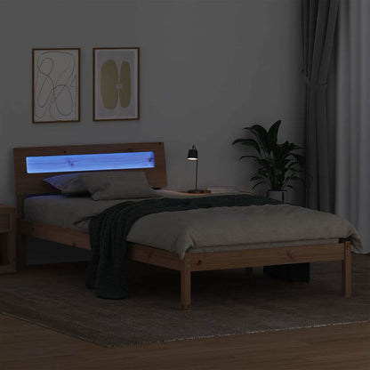 Bed Frame with Headboard Brown 90 x 200 cm Solid Pine Wood
