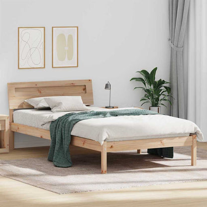 Bed Frame with Headboard Brown 90 x 200 cm Solid Pine Wood