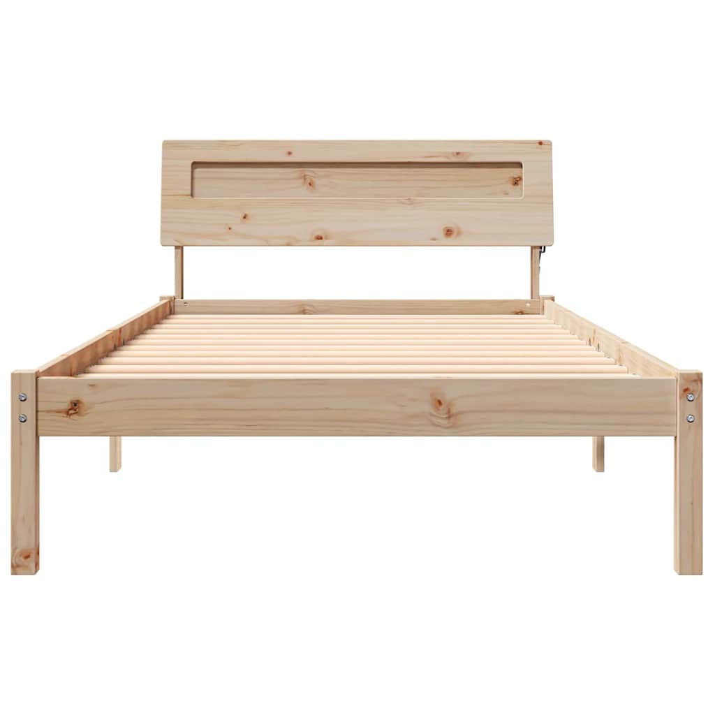 Bed Frame with Headboard Brown 90 x 200 cm Solid Pine Wood