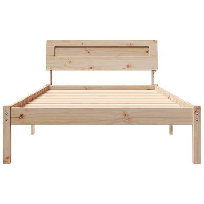 Bed Frame with Headboard Brown 90 x 200 cm Solid Pine Wood