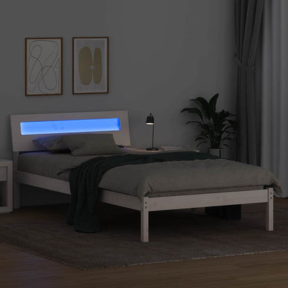Bed Frame with Headboard White 90 x 200 cm Solid Pine Wood