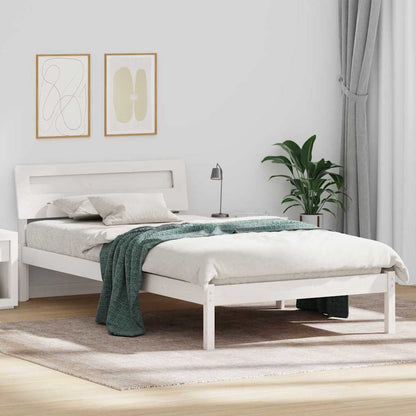 Bed Frame with Headboard White 90 x 200 cm Solid Pine Wood