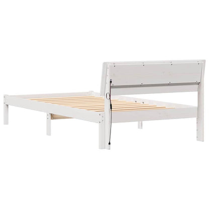 Bed Frame with Headboard White 90 x 200 cm Solid Pine Wood