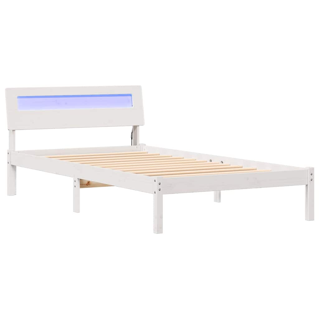 Bed Frame with Headboard White 80 x 200 cm Solid Pine Wood
