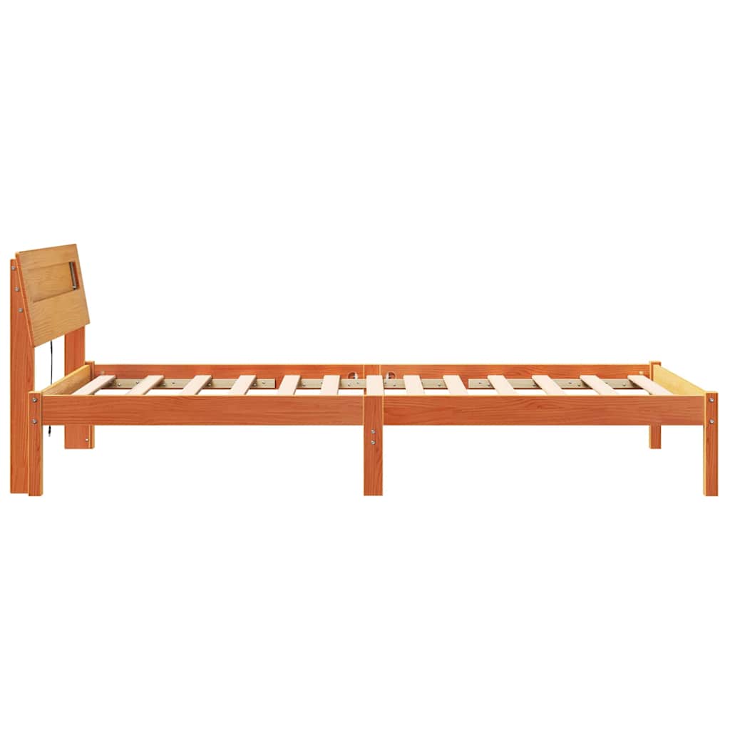 Bed Frame with Headboard Wax Brown 80 x 200 cm Solid Pine Wood