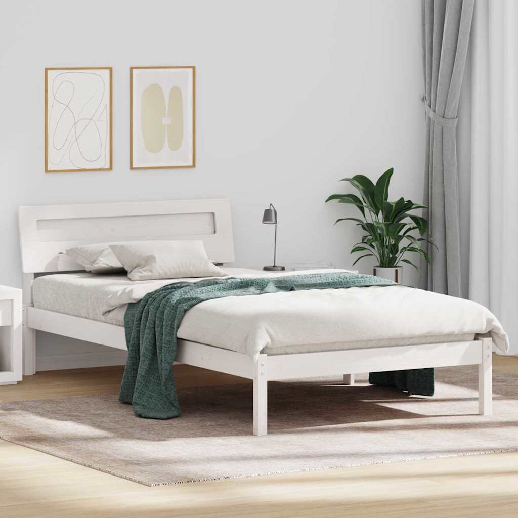 Bed Frame with Headboard White 90 x 190 cm Solid Pine Wood