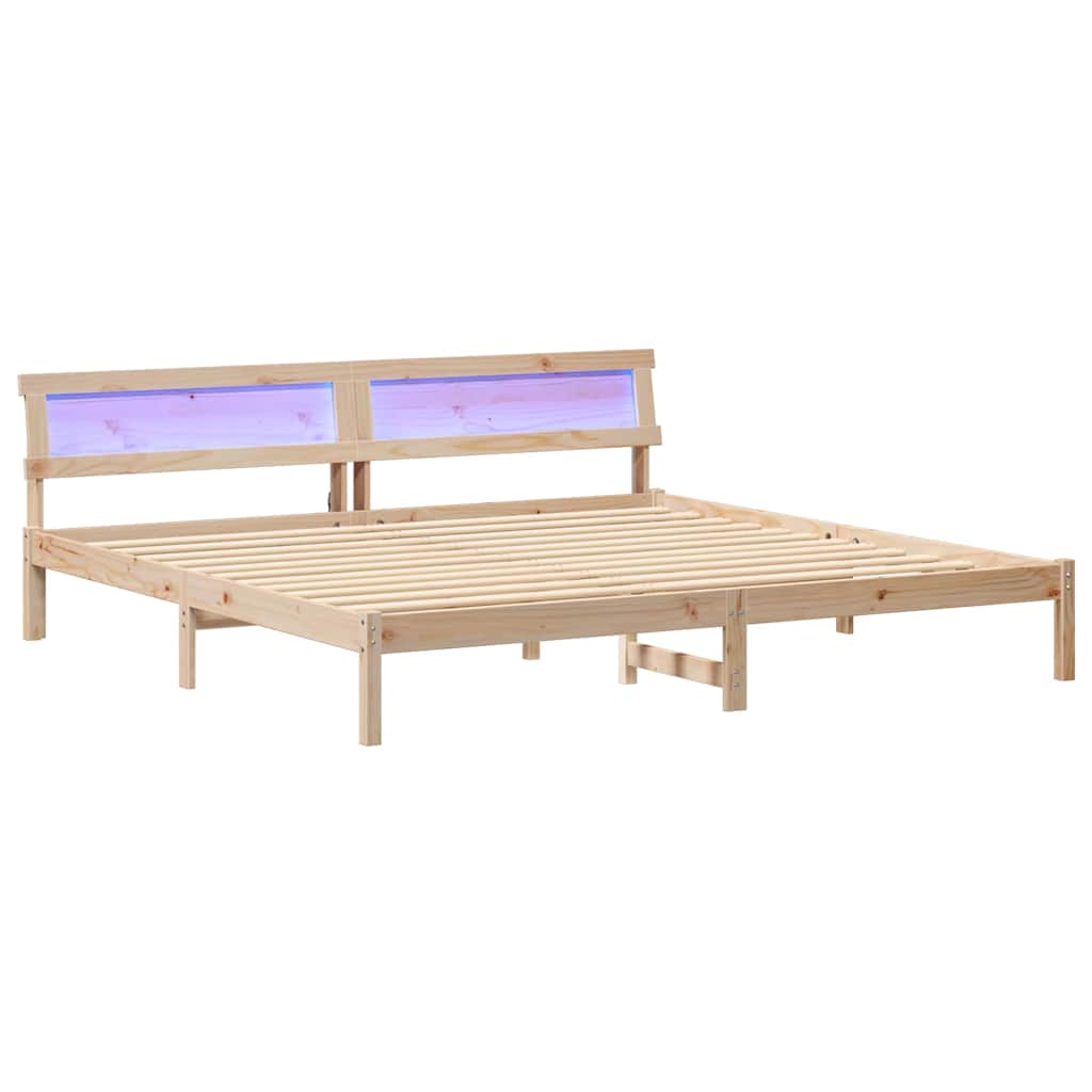 Bed Frame with Headboard Brown 180 x 200 cm Solid Pine Wood