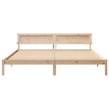 Bed Frame with Headboard Brown 180 x 200 cm Solid Pine Wood