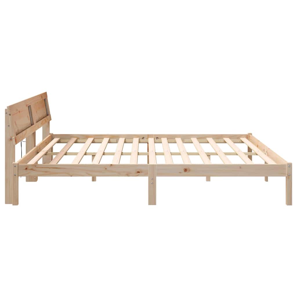 Bed Frame with Headboard Brown 180 x 200 cm Solid Pine Wood
