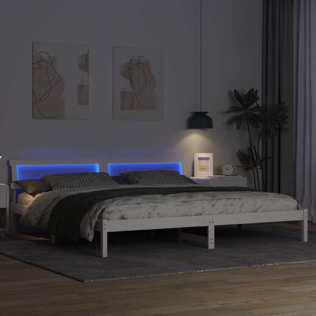 Bed Frame with Headboard White 180 x 200 cm Solid Pine Wood