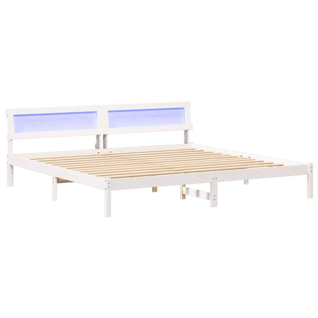 Bed Frame with Headboard White 180 x 200 cm Solid Pine Wood
