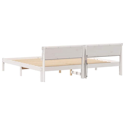 Bed Frame with Headboard White 180 x 200 cm Solid Pine Wood