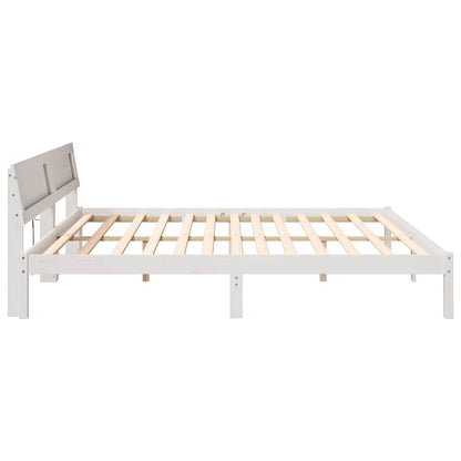 Bed Frame with Headboard White 180 x 200 cm Solid Pine Wood