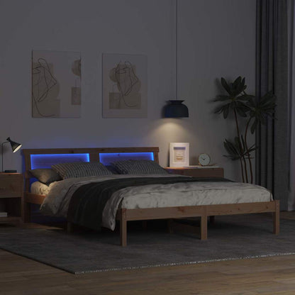 Bed Frame with Headboard Brown 160 x 200 cm Solid Pine Wood