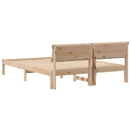 Bed Frame with Headboard Brown 160 x 200 cm Solid Pine Wood