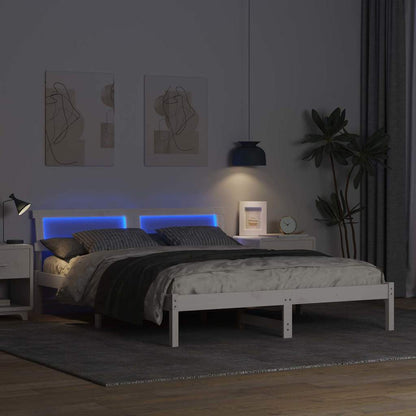 Bed Frame with Headboard White 160 x 200 cm Solid Pine Wood