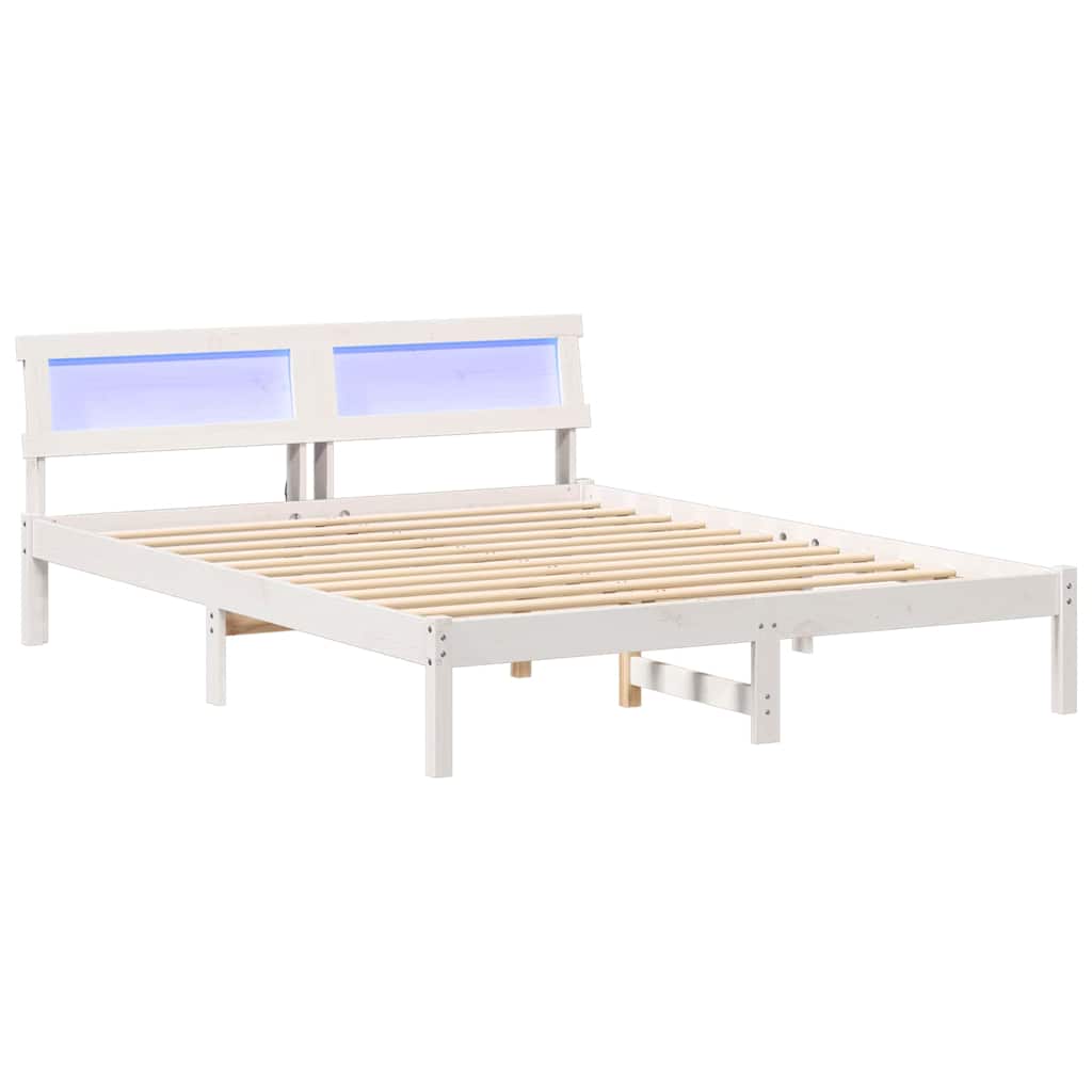 Bed Frame with Headboard White 160 x 200 cm Solid Pine Wood