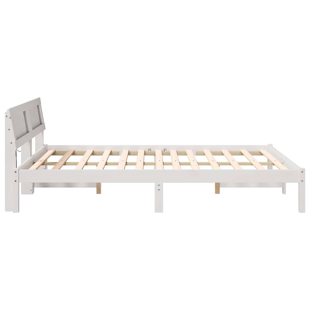 Bed Frame with Headboard White 160 x 200 cm Solid Pine Wood