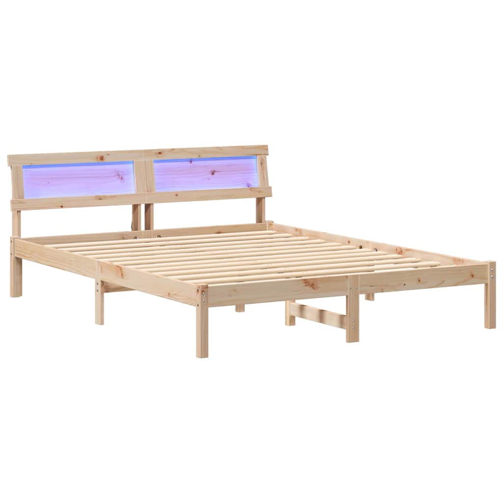 Bed Frame with Headboard Brown 150 x 200 cm Solid Pine Wood