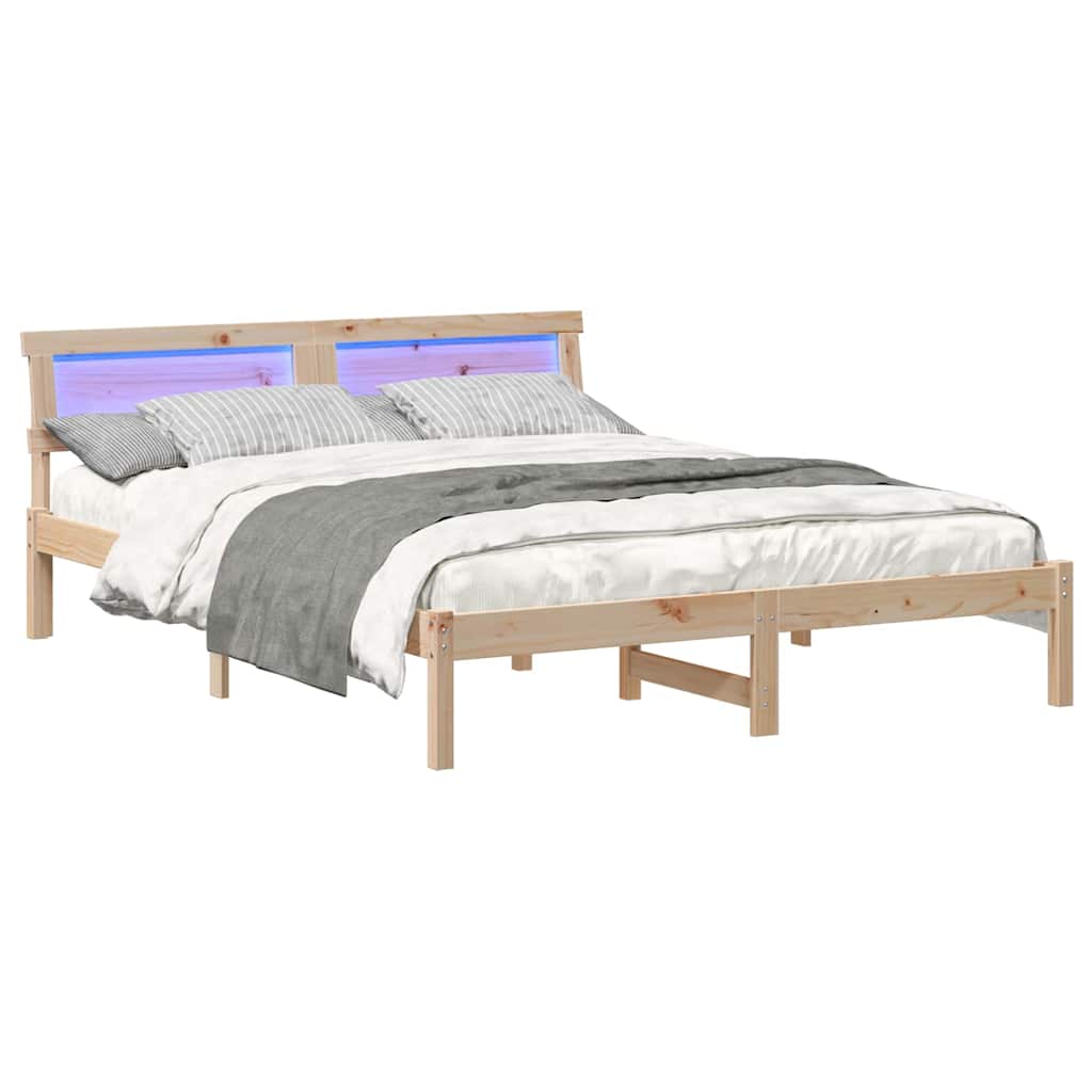 Bed Frame with Headboard Brown 150 x 200 cm Solid Pine Wood