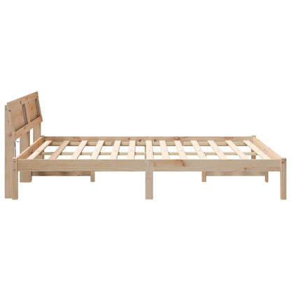 Bed Frame with Headboard Brown 140 x 200 cm Solid Pine Wood