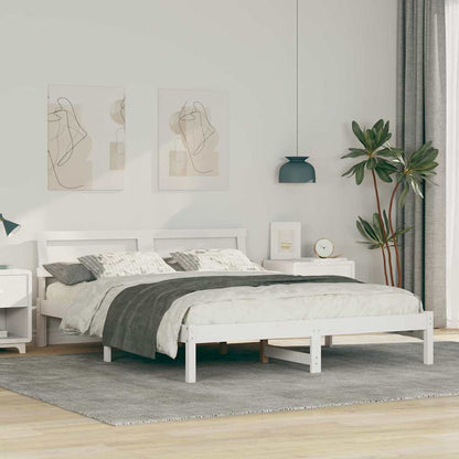 Bed Frame with Headboard White 140 x 200 cm Solid Pine Wood