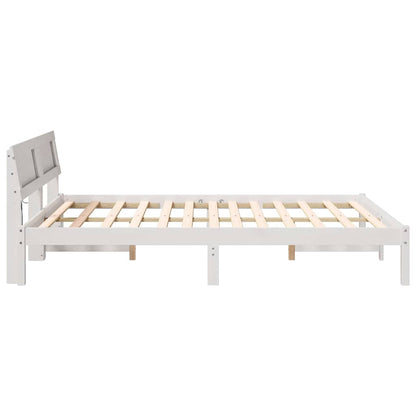 Bed Frame with Headboard White 140 x 200 cm Solid Pine Wood