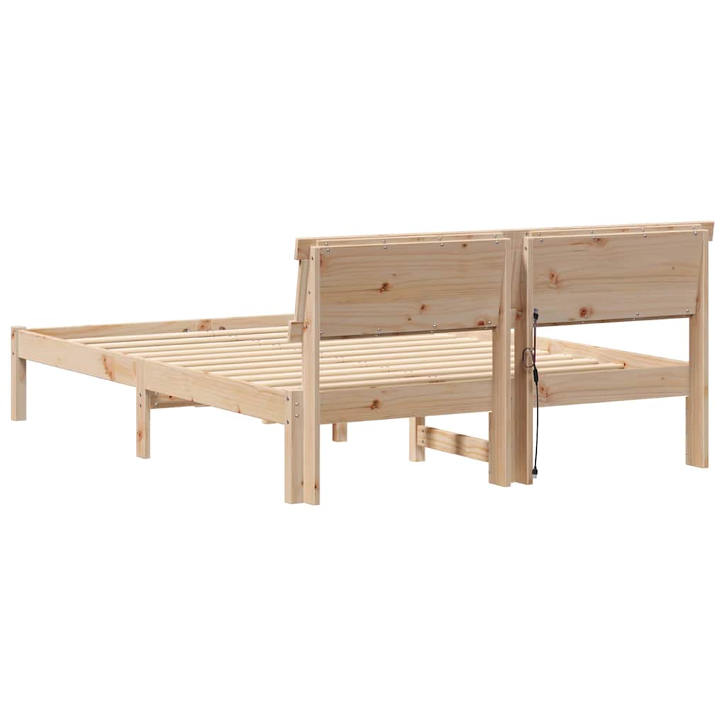 Bed Frame with Headboard Brown 120 x 200 cm Solid Pine Wood