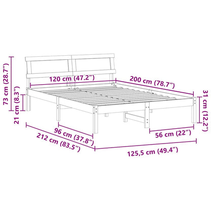Bed Frame with Headboard Brown 120 x 200 cm Solid Pine Wood