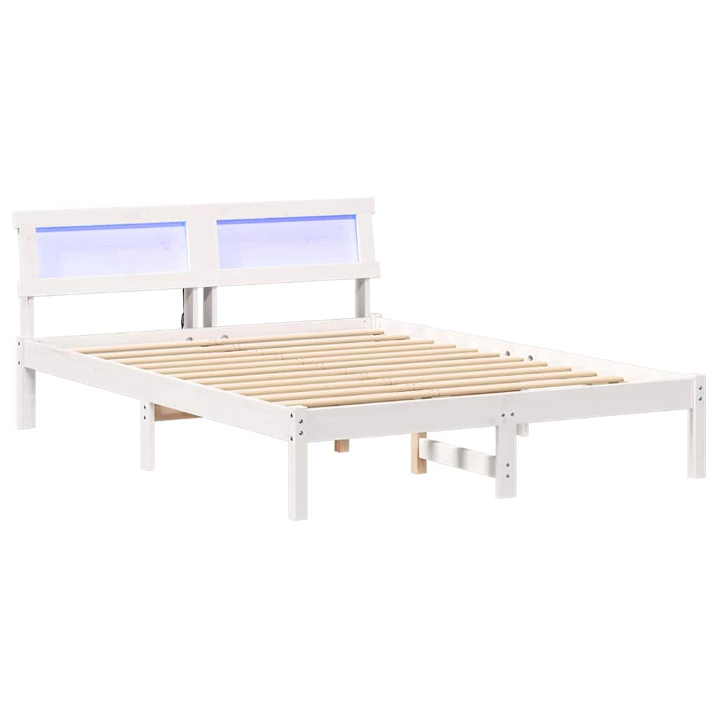 Bed Frame with Headboard White 120 x 200 cm Solid Pine Wood