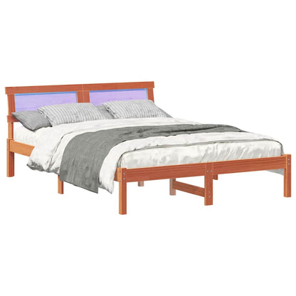 Bed Frame with Headboard Wax Brown 120 x 200 cm Solid Pine Wood