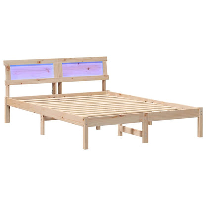 Bed Frame with Headboard Brown 140 x 190 cm Solid Pine Wood