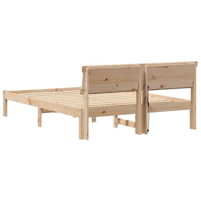 Bed Frame with Headboard Brown 120 x 190 cm Solid Pine Wood