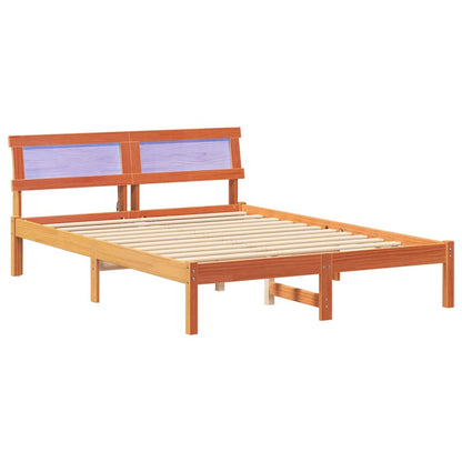 Bed Frame with Headboard Wax Brown 120 x 190 cm Solid Pine Wood