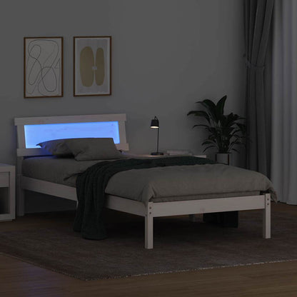 Bed Frame with Headboard White 90 x 200 cm Solid Pine Wood
