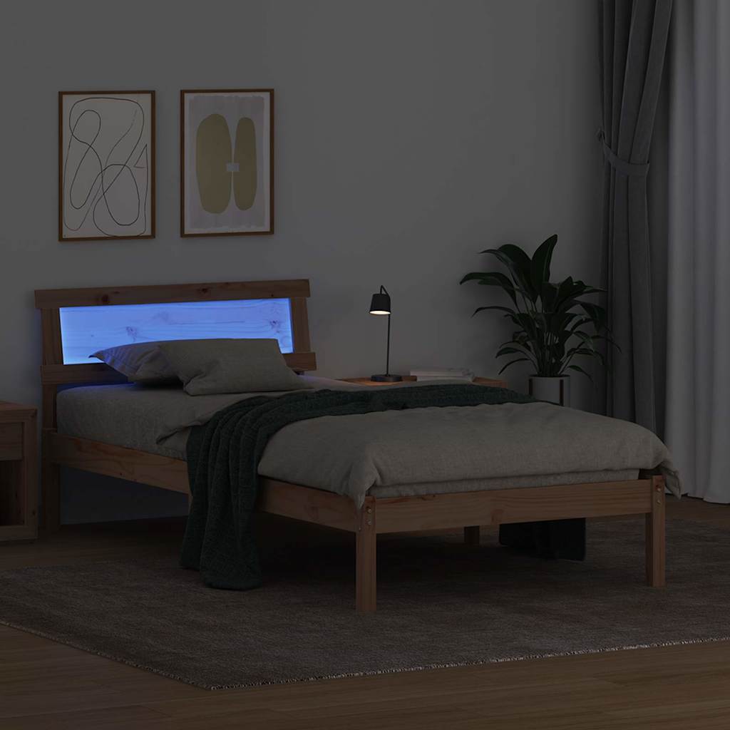 Bed Frame with Headboard Brown 80 x 200 cm Solid Pine Wood