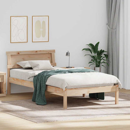 Bed Frame with Headboard Brown 90 x 190 cm Solid Pine Wood