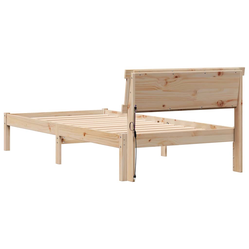 Bed Frame with Headboard Brown 90 x 190 cm Solid Pine Wood