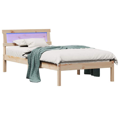 Bed Frame with Headboard Brown 90 x 190 cm Solid Pine Wood