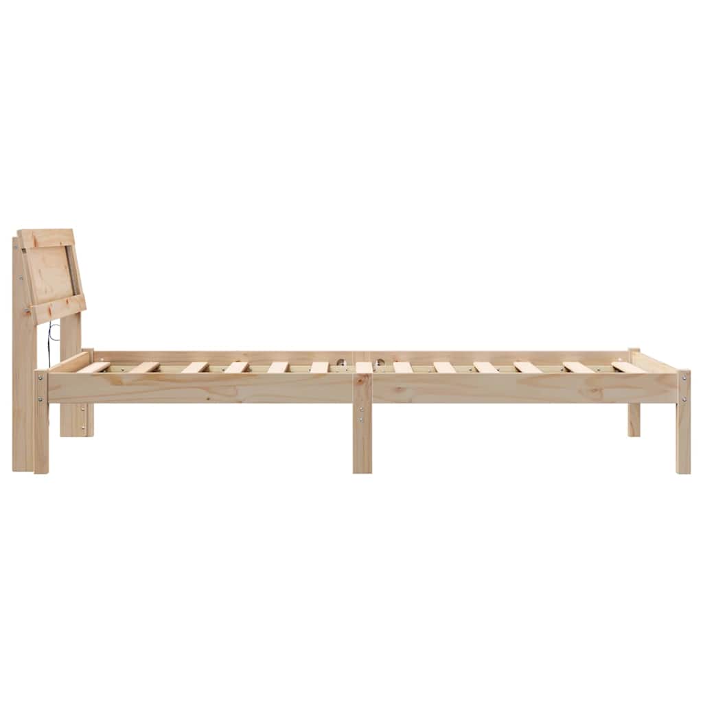 Bed Frame with Headboard Brown 90 x 190 cm Solid Pine Wood