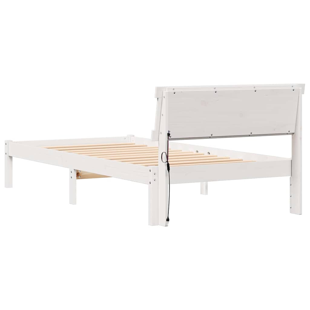 Bed Frame with Headboard White 90 x 190 cm Solid Pine Wood