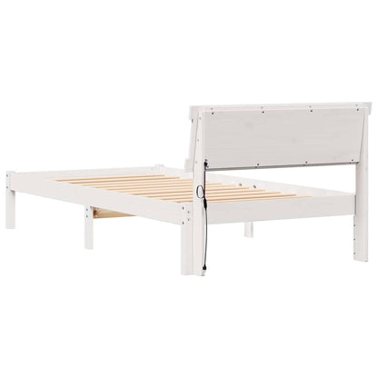 Bed Frame with Headboard White 90 x 190 cm Solid Pine Wood