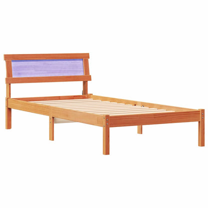 Bed Frame with Headboard Wax Brown 75 x 190 cm Solid Pine Wood