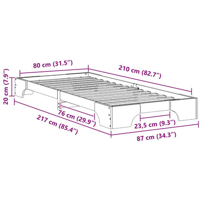 Bed Frame Brown 80 x 210 cm Solid Pine Wood