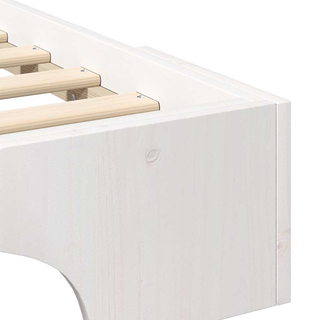 Bed Frame White 90 x 210 cm Solid Pine Wood