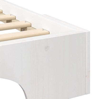 Bed Frame White 90 x 210 cm Solid Pine Wood